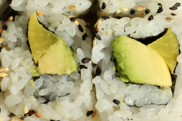 avocado sushi maki close up delicious food