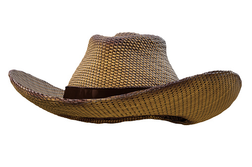 3d rendering illustration of brown straw hat, isolated on white background with clipping paths.