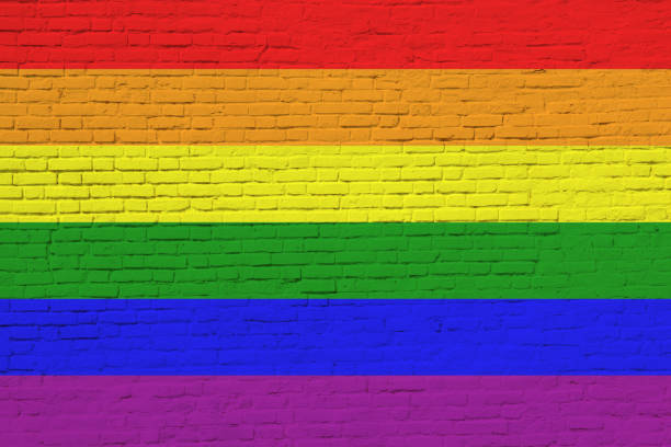 istock LGBT flag painted on brick wall. Photo collage. 1221166996