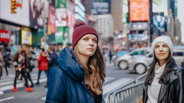 istock Two friends enjoy their vacation trip to New York 1221168384