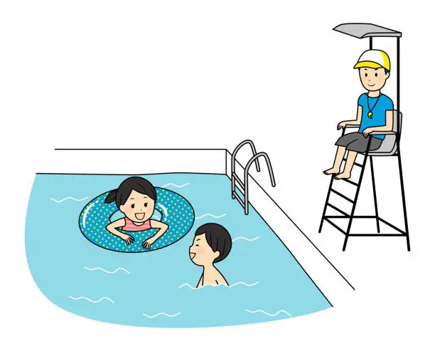 Vector illustration of illustration of family members with swimsuits