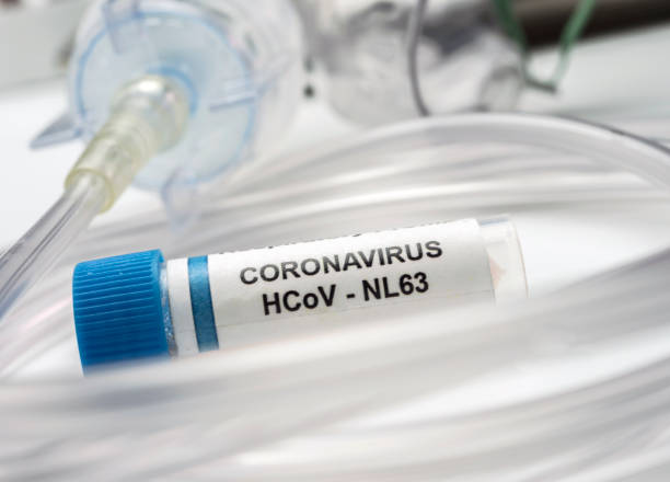 istock Vial with Sars-cov-2 coronavirus sample next to an oxygen mask in a hospital, conceptual image 1221169726