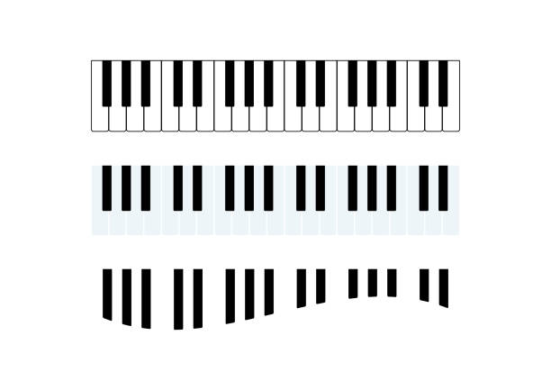 피아노 키보드 간단한 아이콘 세트 벡터 - keyboard instrument stock illustrations