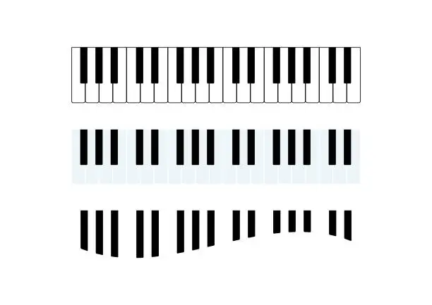 Vector illustration of Piano keyboard simple icon set vector