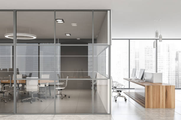 istock Reception and meeting room in corporate office 1221173453