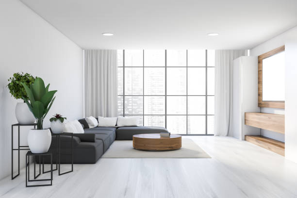 istock White living room with sofa and table 1221180804