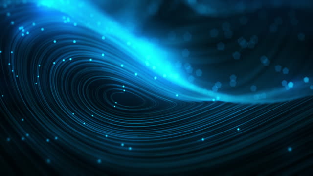 Abstract blue swirly lines with glowing points loopable background