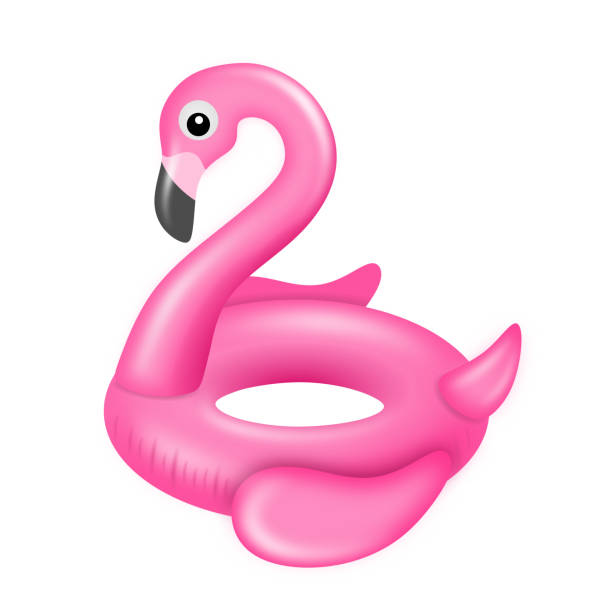 istock Isolated flamingo swimming ring. Inflatable rubber toy. 1221183568