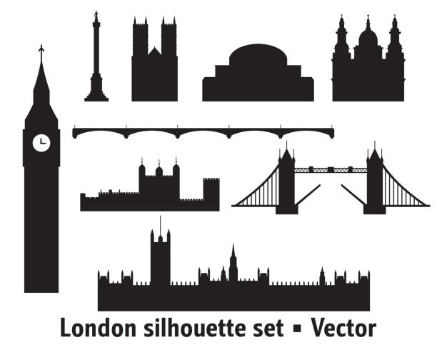 ロンドン スカイラインシルエット 8 - clock tower illustrations点のイラスト素材／クリップアート素材／マンガ素材／アイコン素材