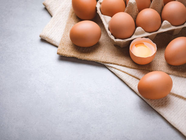 istock Organic chicken eggs food ingredients concept 1221185573
