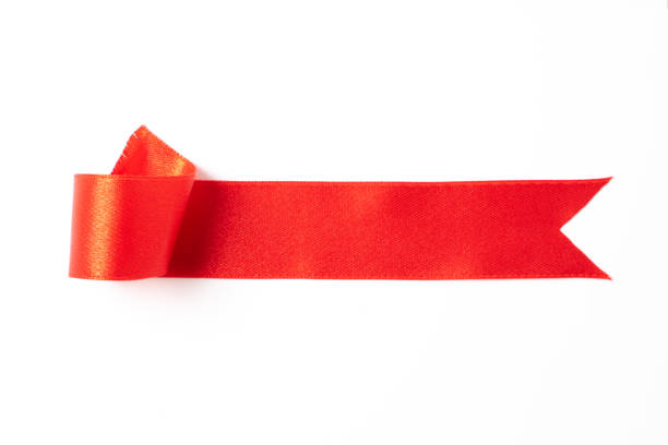 Red banners ribbons label on white background