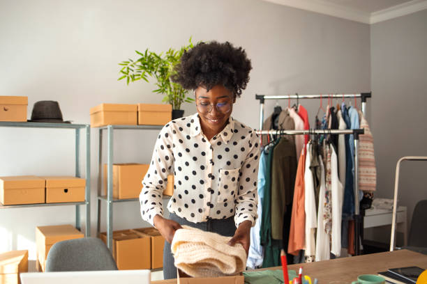 Working woman at online shop.