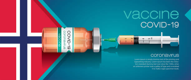 Vector illustration with 3D corona vaccine, country flag concept. - ilustração de arte vetorial