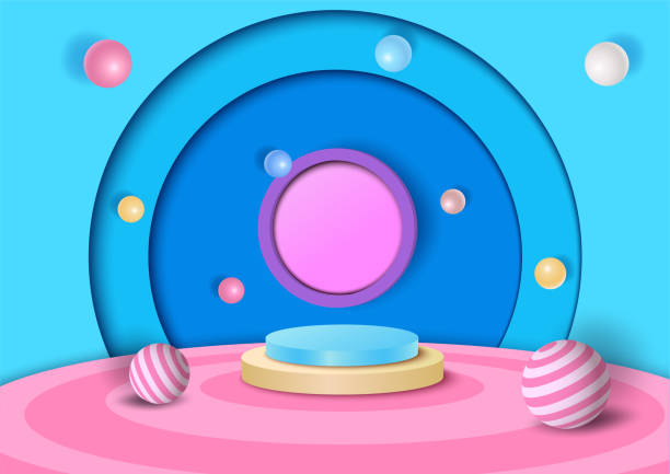 cupcake-3d-hintergrund - playground cute baby blue stock-grafiken, -clipart, -cartoons und -symbole