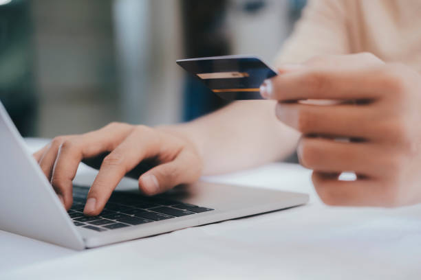 istock Customer shopping online pay by credit card. 1221191890