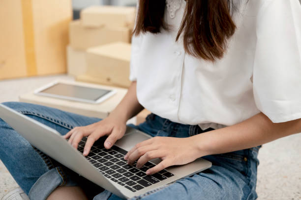 istock Start up online seller owner checking the customer orders 1221192356