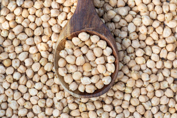 impulsions communes - kabuli chana, chole, garbanzo beans or chickpeas, outdoor natural light shot - legume bean lentil cereal plant photos et images de collection