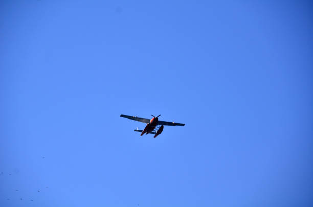 Seaplane Light seaplane on the sky. bush plane stock pictures, royalty-free photos & images