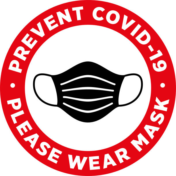 Please Wear Medical Mask Signage or Sticker. Please Wear Medical Mask Signage or Sticker for help reduce the risk of catching coronavirus Covid-19. Vector sign. pleading stock illustrations
