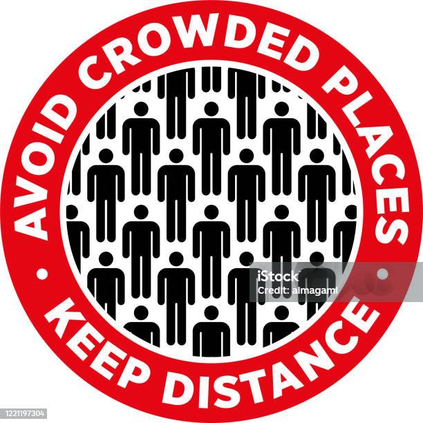 Avoid Sth Avoid Crowded Places Keep Social Distance Sticker Stock Illustration ...