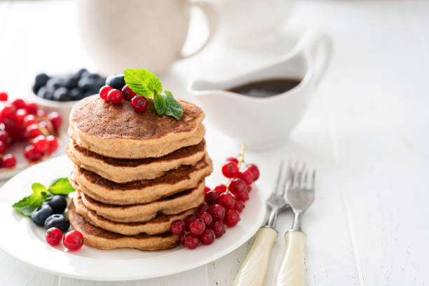 istock Whole wheat pancakes with berries 1221198231