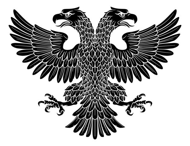 dwuosobowy imperial eagle z dwoma głowami - russian culture obrazy stock illustrations