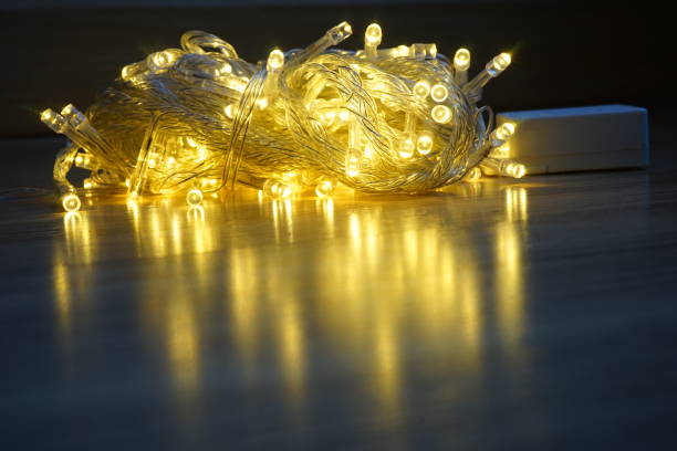 istock Christmas led lights wire on floor 1221200908