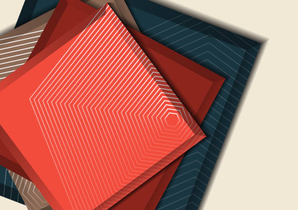 istock Overlaid squares with lines texture and shadow. Abstract business background. Corporate design template. Vector 1221202559
