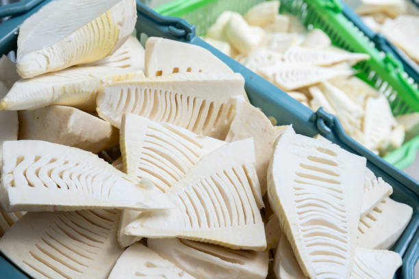 istock Fresh bamboo shoots in a basket 1221204876