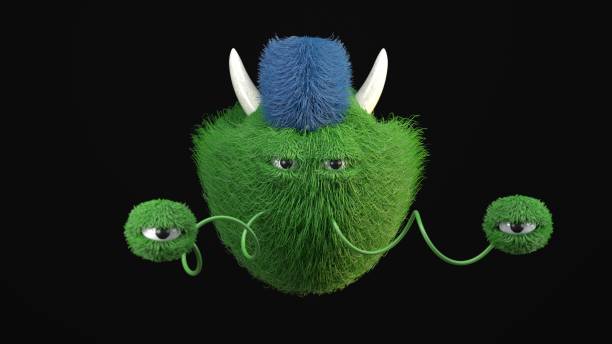 istock Fluffy and green furry cute monster 1221205559