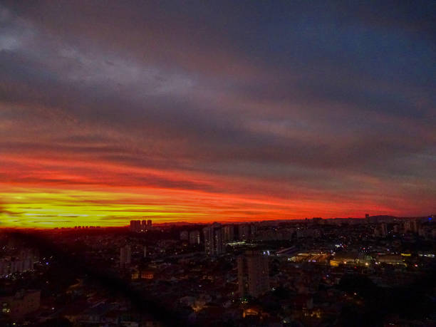 istock Fiery Sunset with Orange, Yellow and blue sky 01 1221207774