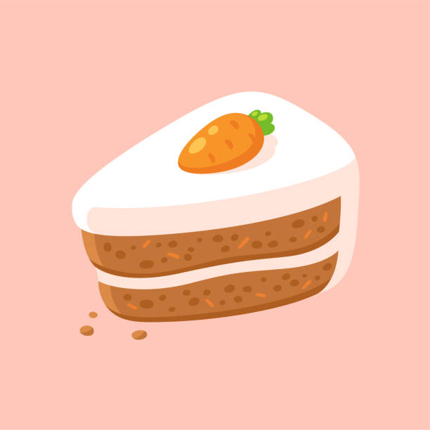 illustrazioni stock, clip art, cartoni animati e icone di tendenza di torta di carote dei cartoni animati - cake carrot carrot cake dessert