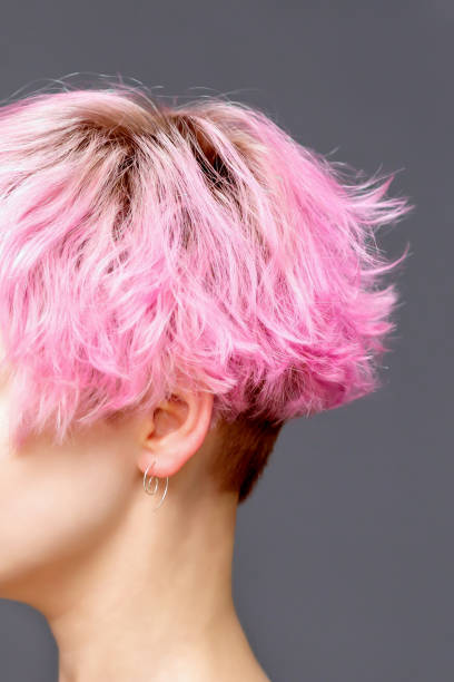 istock Woman with pink hairstyle. 1221213029