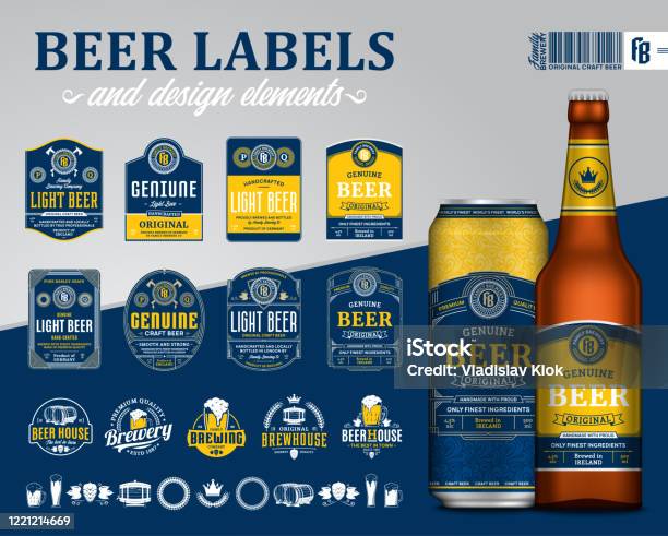 ベクタービールラベルバッジアイコンデザイン要素 - ビールのベクターアート素材や画像を多数ご用意 - ビール, ラベル, 缶