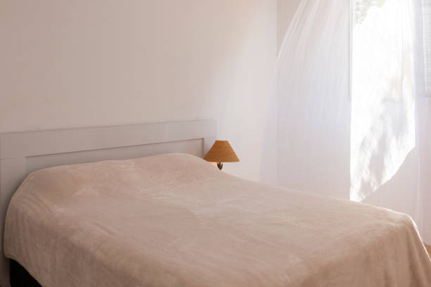 istock Bedroom with wire lamp. Interior home concept 1221215507