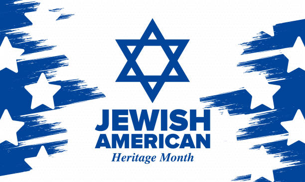 유대인 미국 유산의 달. 5 월에 매년 경축. 미국 역사에 대한 유태인 미국인의 공헌. 다윗의 별. 이스라엘 의 상징. 포스터, 카드, 배너 및 배경. 벡터 - judaism stock illustrations