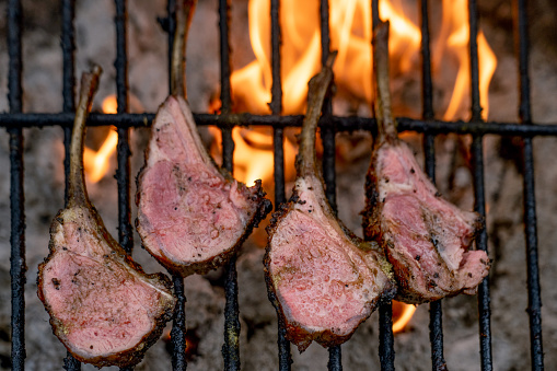 Lamb Chops seasoned with salt, pepper, old bay and charcoal-grilled to perfection