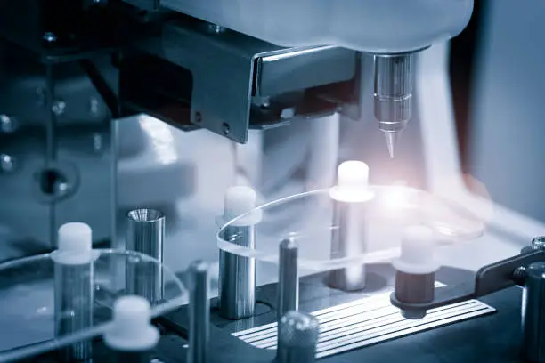 Lens manufacturing in modern laboratory.