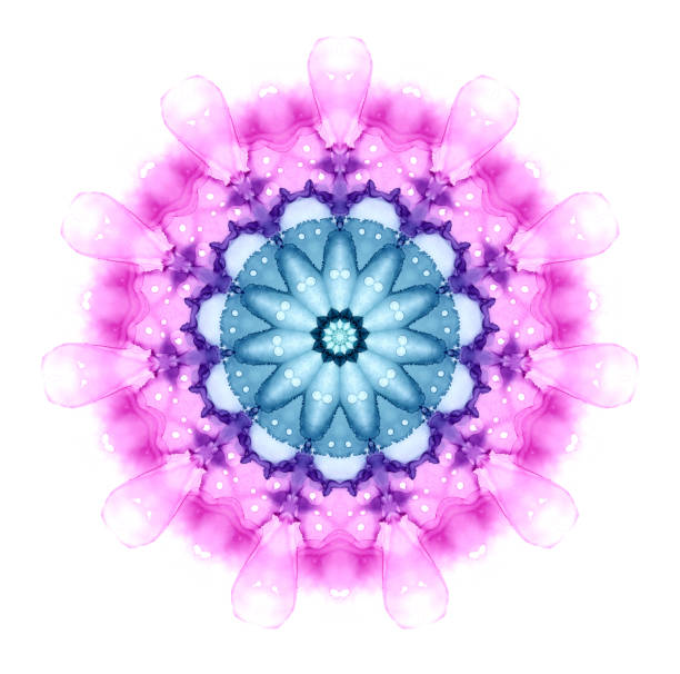 istock Delicate watercolor flower mandala pattern isolated on white background. Kaleidoscope effect. 1221218626