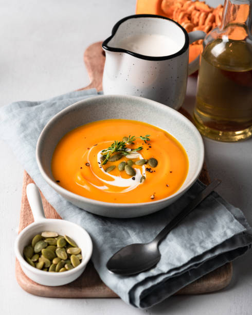 istock pumpkin soup in a ceramic bowl 1221219745