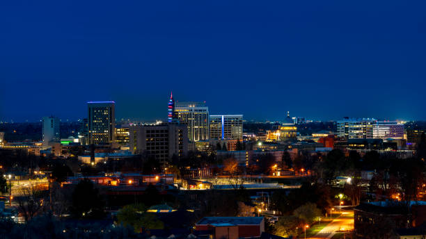 istock Illuminated streets at night with the Boise Skyline 1221219965