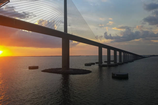 Sunshine Skyway Bridge in St Petersburg, Florida stock photo