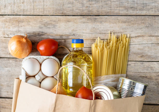 istock Food delivery home. Donation and charity. Selective focus. 1221224748