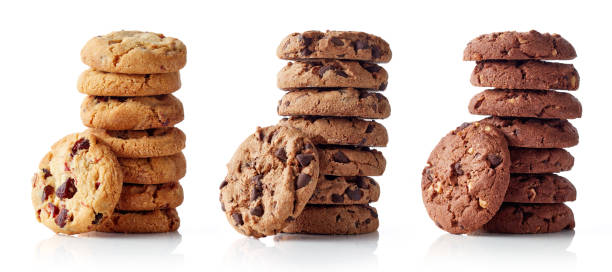 istock Three piles of cookies isolated on white 1221225667
