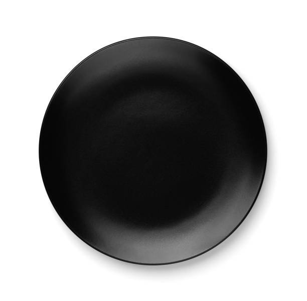 istock Top view of empty black plate 1221225691