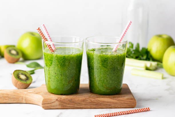 istock green smoothie of spinach, apple and kiwi 1221227309