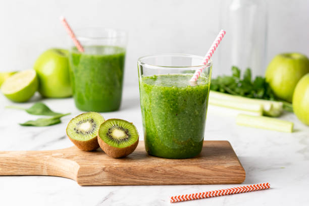 istock green smoothie of spinach, apple and kiwi 1221227341