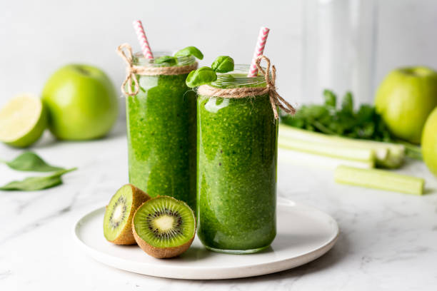 istock green smoothie of spinach, apple and kiwi 1221227346