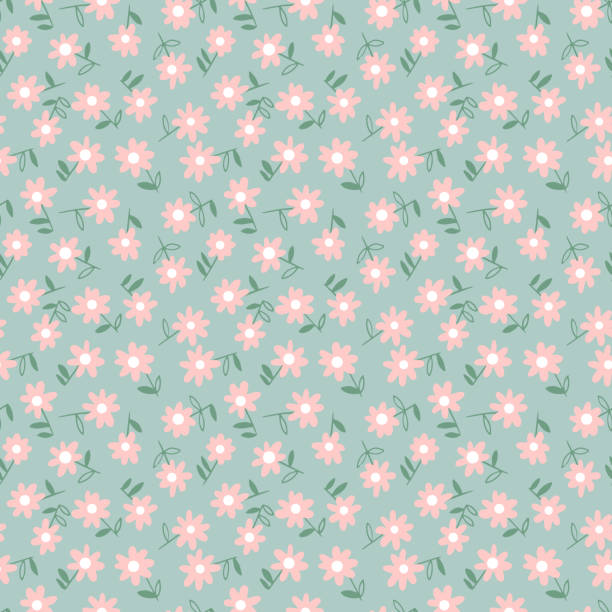 작은 데이지 꽃으로 만든 매끄러운 패턴. ditsy 초원 장식. 꽃 여름 배경입니다. - blossom florescence flower wallpaper pattern stock illustrations