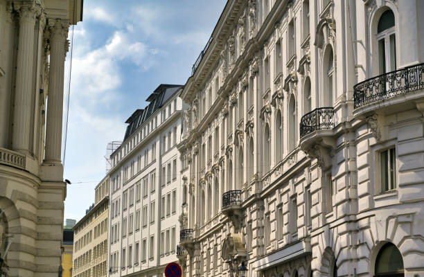 Architecture along the streets of Vienna, Austria on a sunny day.